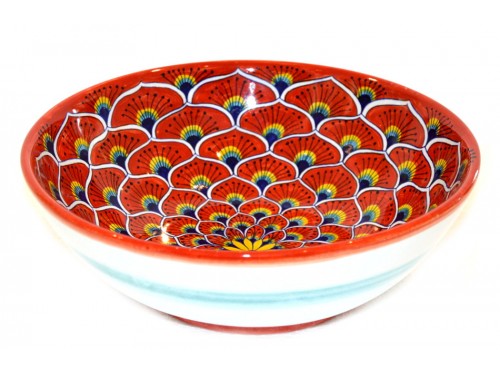 Round Bowl Peacock red