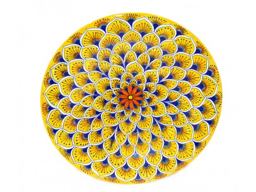 Wall Plate Peacock yellow