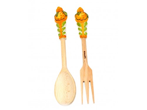 Salad Tongs Lemon orange wood