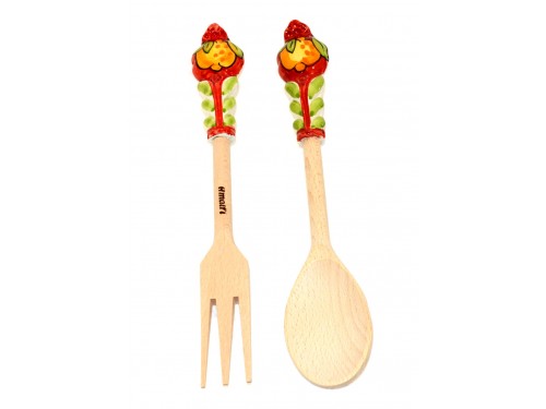 Salad Tongs Lemon red wood