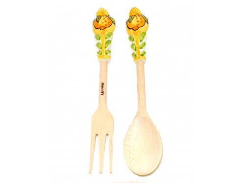 Salad Tongs Lemon yellow wood