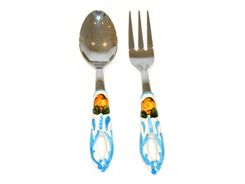 Salad Tongs Lemon Light blue Steel