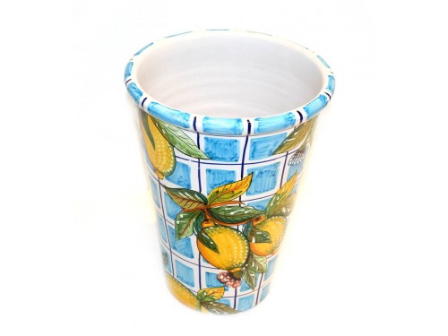 Vaso - Porta ghiaccio Limoni con quadrati celesti