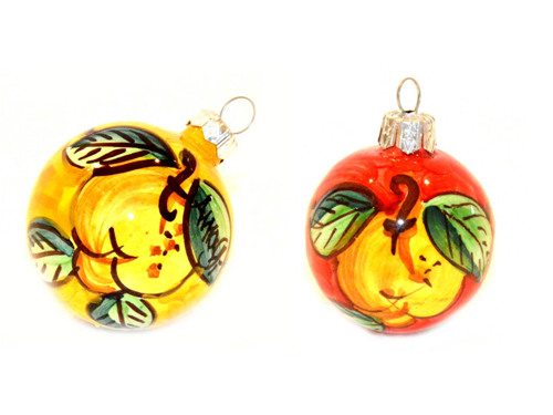 Christmas Ornaments Lemon yellow & red (2 pieces)