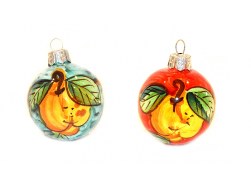 Christmas Ornaments Lemon green & red (2 pieces)