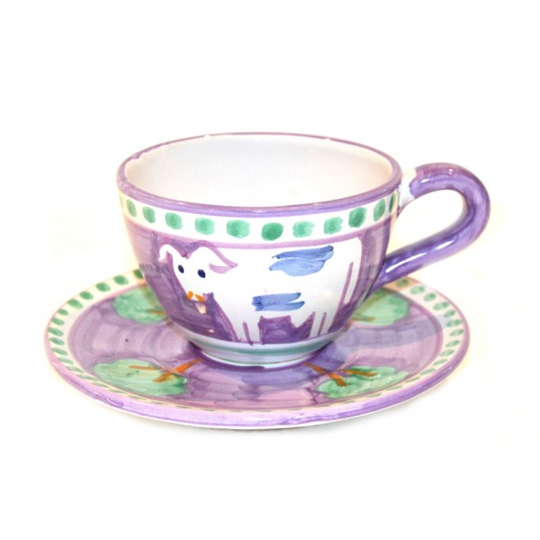 Cappuccino Cup & Saucer Cow purple