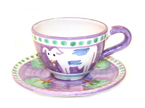 Cappuccino Cup & Saucer Cow purple