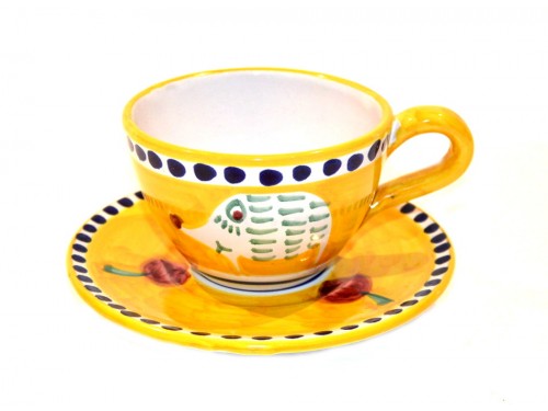 Cappuccino Cup & Saucer Hedgehog yellow