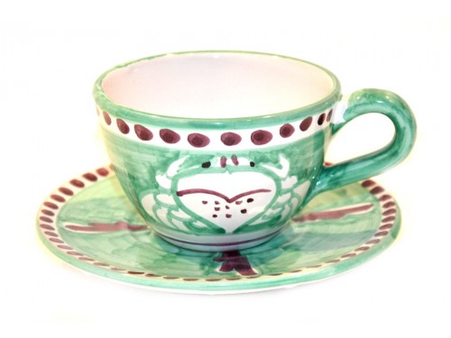 Tazza Cappuccino e piattino Granchio Verde