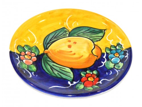 Piatto pane e per il burro limoni giallo - blu (16 cm)