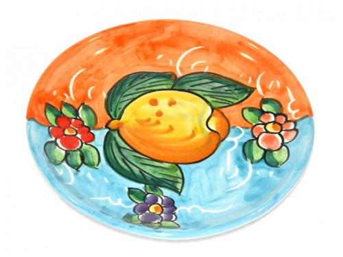 Bread & Butter Plate Lemon orange - light blue (6,30 inches)