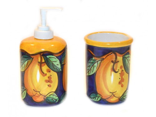 Soap Dispenser & Toothbrush Holder Lemon Blue