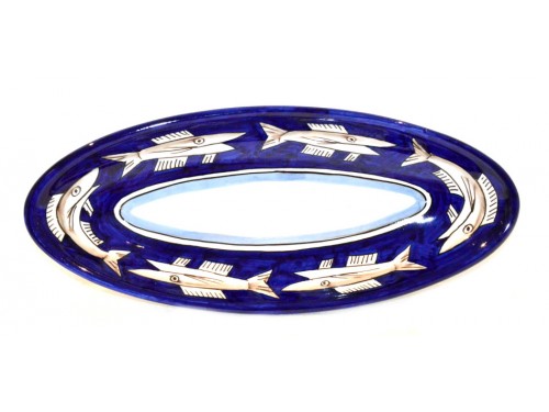 Oval Serving Platter "pointy" Anchovies Blue (3 sizes)