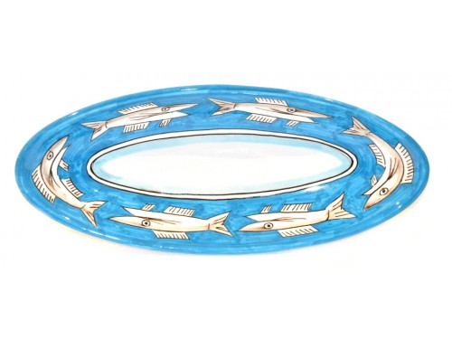 Oval Serving Platter "pointy" Anchovies Light Blue (3 sizes)