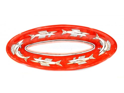 Oval Serving Platter "pointy" Anchovies red (3 sizes)