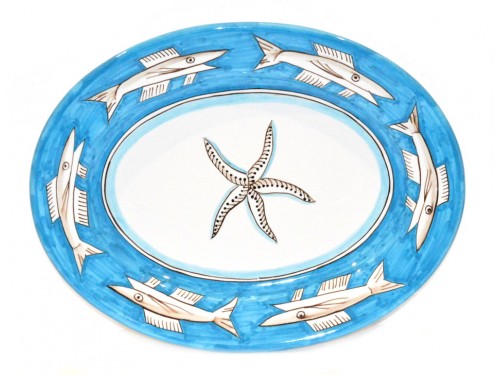 Oval Serving Platter Anchovies light blue (2 sizes)