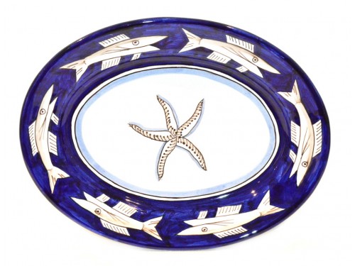 Oval Serving Platter Anchovies blue (2 sizes)