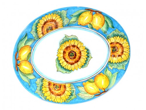 Oval Serving Plate Sunflower Light Blue (2 sizes)