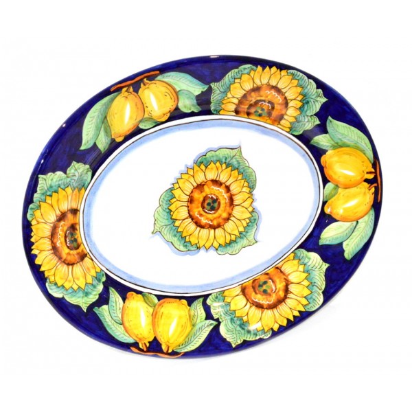 Oval Serving Plate Sunflower Blue (2 sizes)