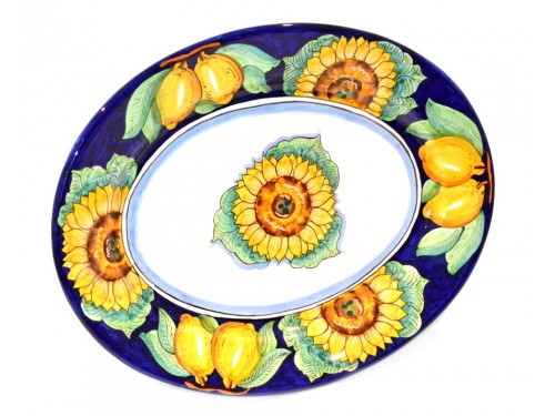 Oval Serving Plate Sunflower Blue (2 sizes)