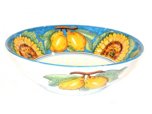 Serving Bowl Sunflower Lemon Light Blue (3 sizes)