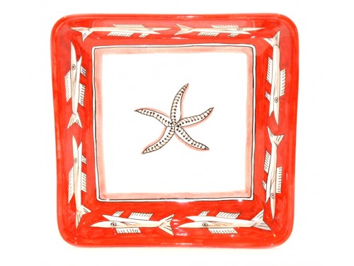 Square Bowl Anchovies red 11,80 inches (to serve - centrepiece)