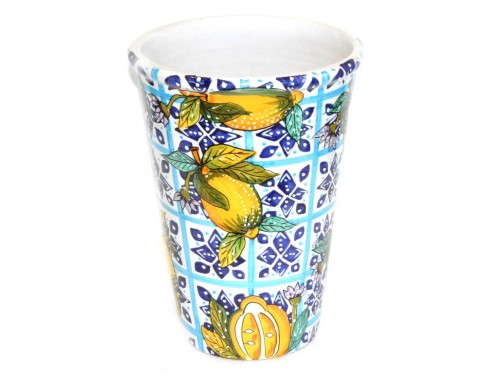 Vase - Ice Bucket Lemon Flowers Blue (last piece)