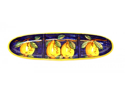 Antipastiera 3 spazi limoni blu