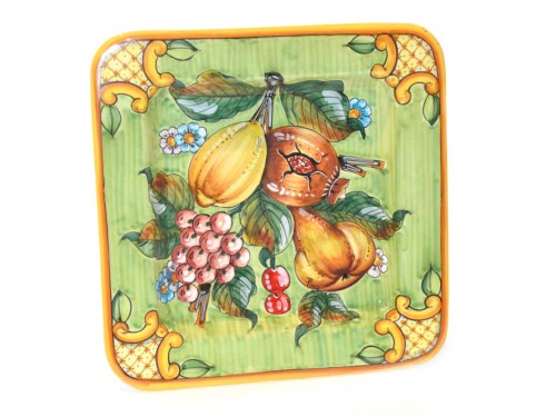 Squared Plate Fruits 11,80 inches green