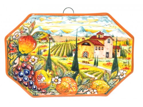 Octagonal Wall Plate Boccia Mix fruits 11,80 inches