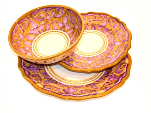 2 dinner + 2 salad + 2 soupbowl elegant purple (last set)