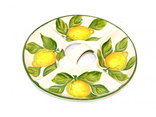 Antipasti plate 4 spaces with handle lemons design