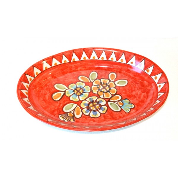 oval bowl flowers red 38 cm / 14,95 inches