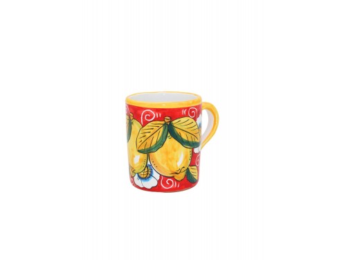 Bicchiere con manico Rosso Limone con ricciolo e limone