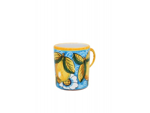 Light Blue Mug Lemon with Curl and flower
