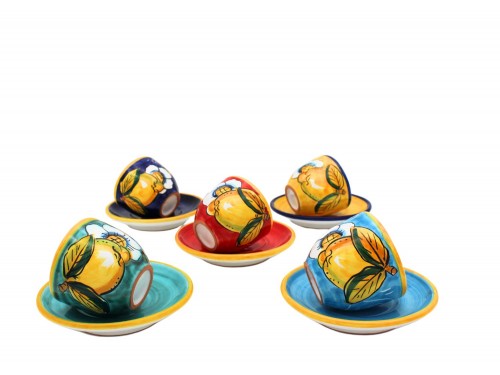 Set of 5 Espresso Cup & Saucer Lemon with Curl and flower