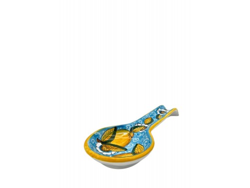 Light blue big spoon rest lemon with curl and flower design