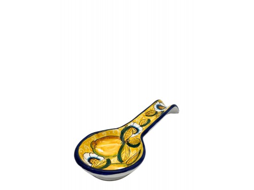 copy of Poggia mestolo grande decoro limone con ricciolo e fiori in azzurro