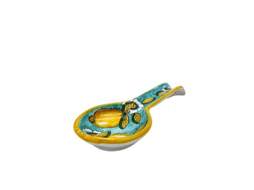 Green big spoon rest lemon with curl and flower design