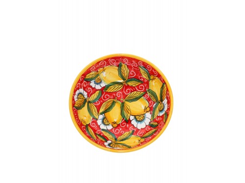 1a misura Bolo Rotondo in decoro limoni con ricciolo e fiori in rosso