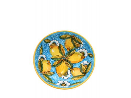 1a misura Bolo Rotondo in decoro limoni con ricciolo e fiori in azzurro