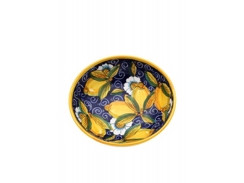 1a misura Bolo Rotondo in decoro limoni con ricciolo e fiori in blu