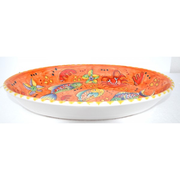 Oval Plate Fishes orange Serving pieces Piccadilly Costa d'Amalfi