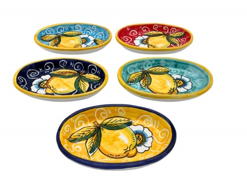 Set of 5 Small Oval Tray design lemon and flowers