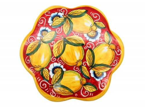 Sottopentola a forma di fiore Limoni e fiori in rosso