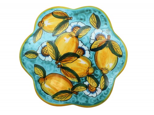 Sottopentola a forma di fiore Limoni e fiori in verde