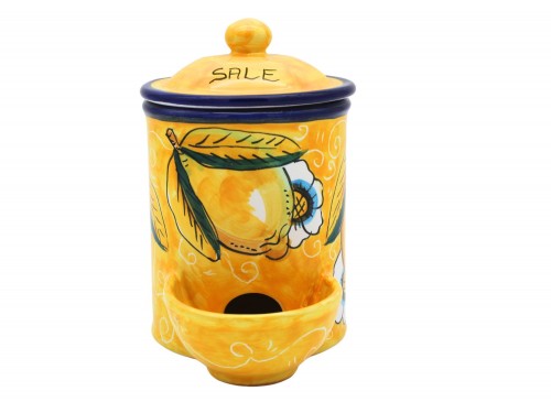 Barattolo porta sale con dispenser Giallo Limone e fiori