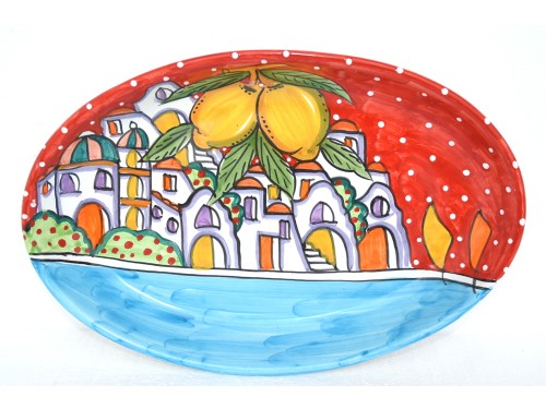 Oval Plate Houses red