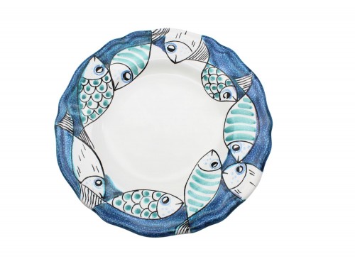 Salad plate fish in white and turquoise