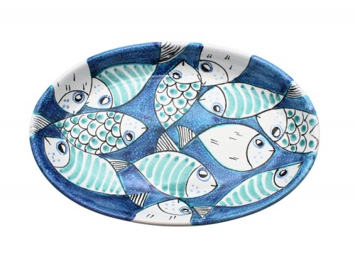 Small Oval Bowl fish in turquoise